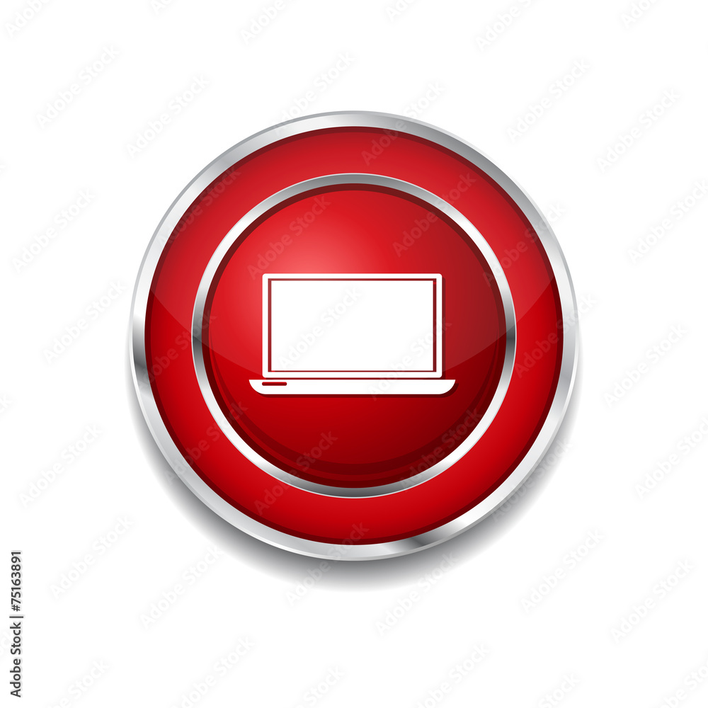 Laptop Red Vector Icon Button Laptop Red Vector Icon Button