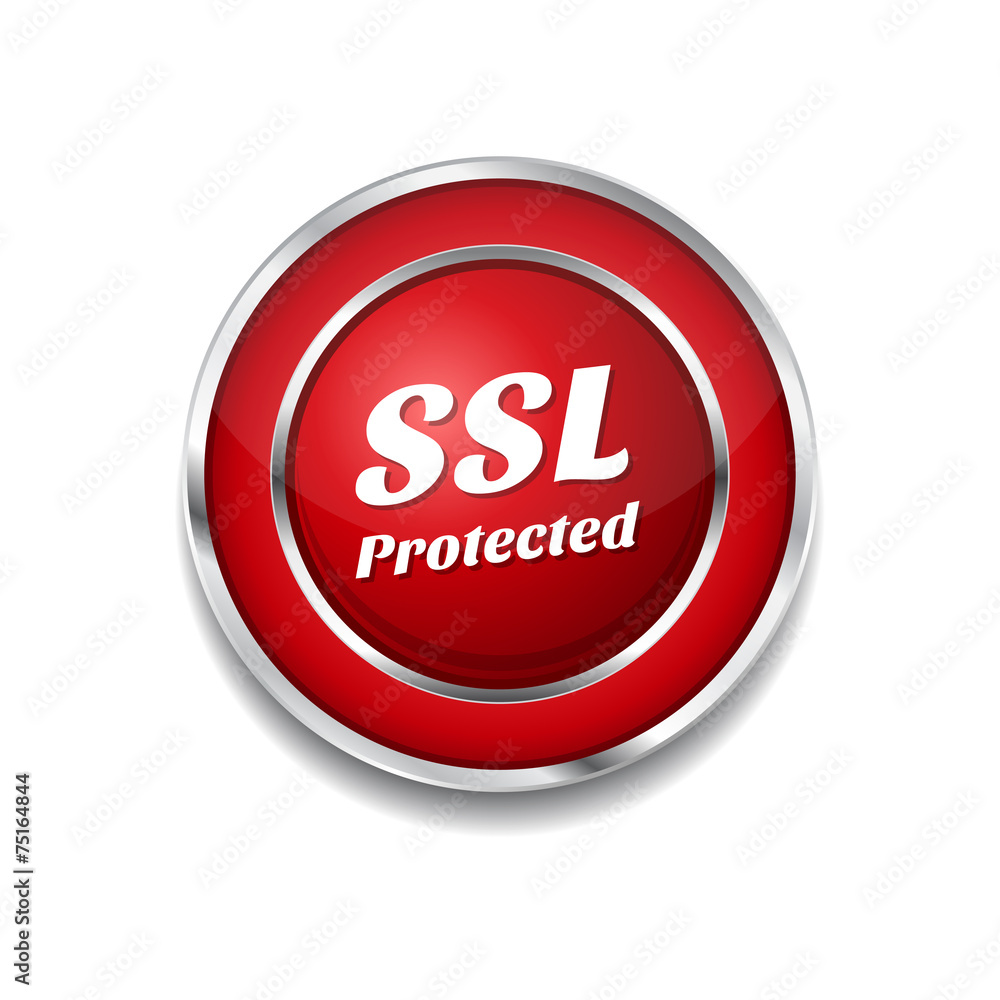 SSL Protected Red Vector Icon Button SSL Protected Red Vector Icon Button