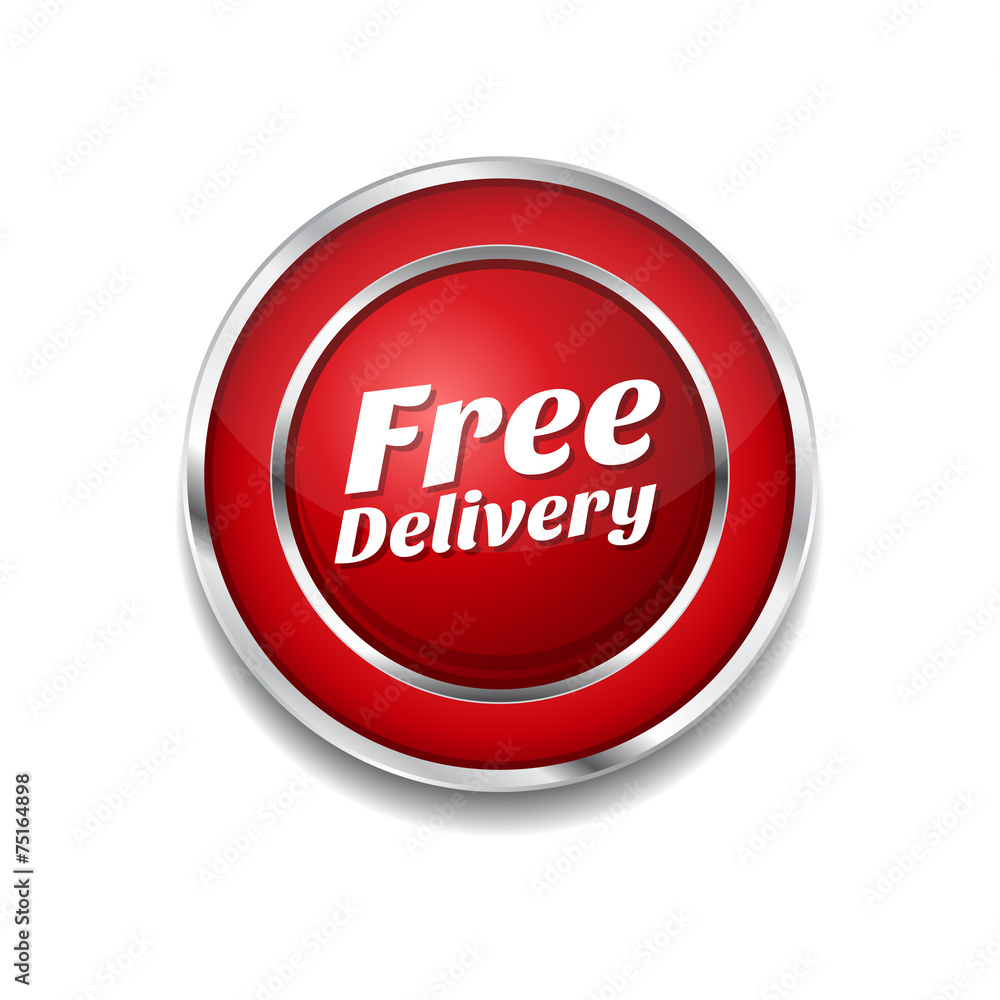 Free Delivery Red Vector Icon Button Free Delivery Red Vector Icon Button