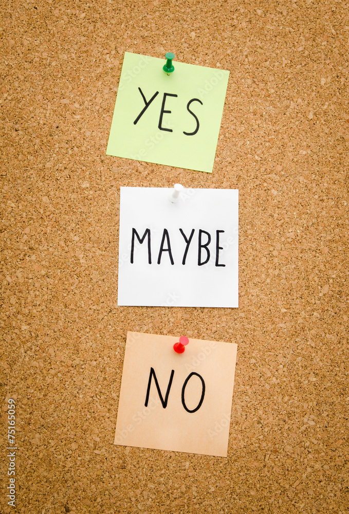 YES maybe No written on red white and green YES maybe No written on red white and green