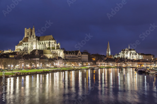 Cathedral and Abbey in Auxerre, France photo