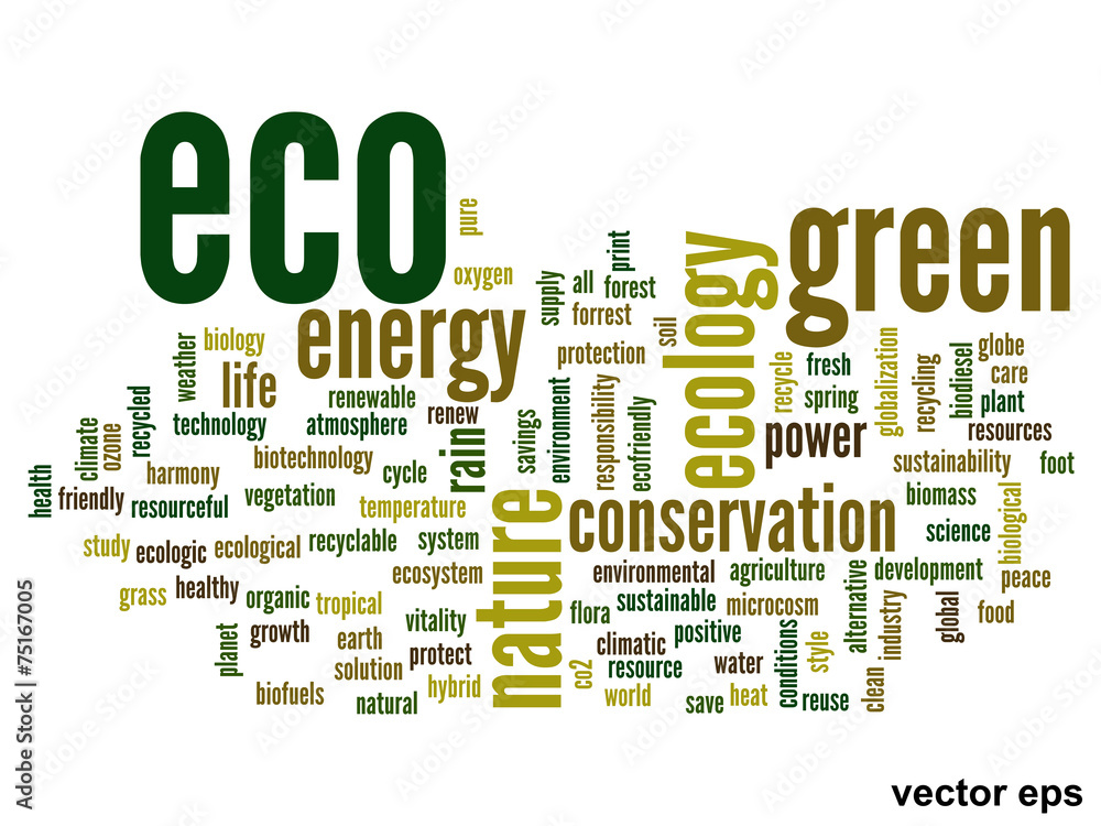 Vector conceptual ecology word cloud Vector conceptual ecology word cloud
