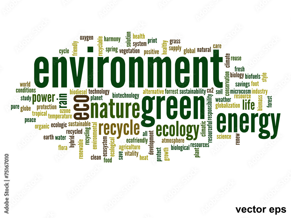 Vector conceptual ecology word cloud Vector conceptual ecology word cloud