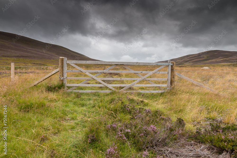 Wooden gate in the Scottish Highlands