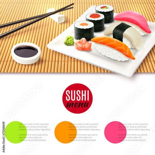 Sushi And Bamboo Mat