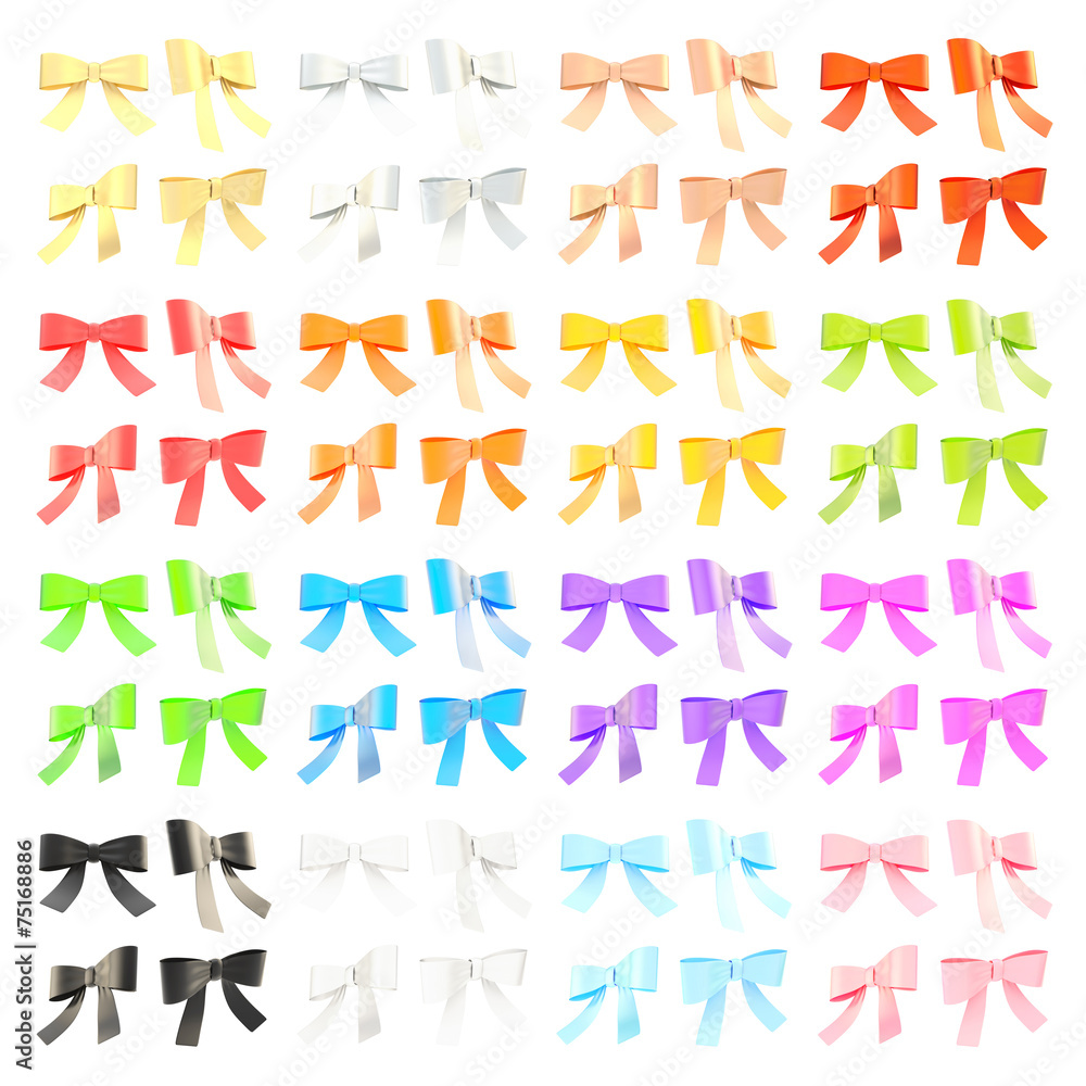 Decorational ribbon bow set isolated Decorational ribbon bow set isolated