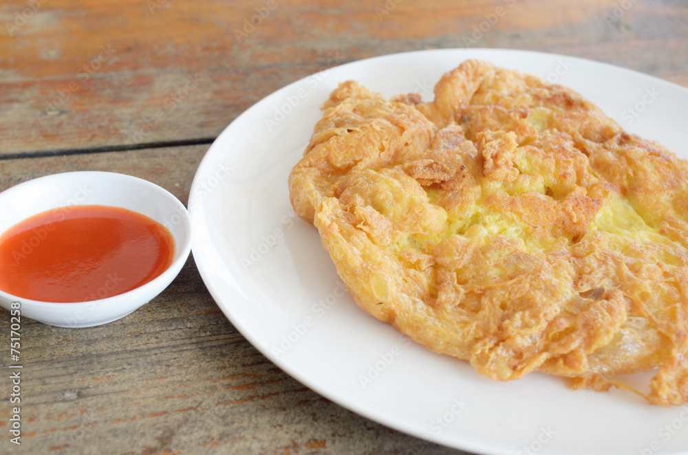 Omelet with minced pork with chili sauce Omelet with minced pork with chili sauce
