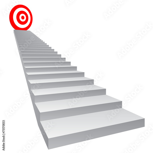 Conceptual red target on stair for success