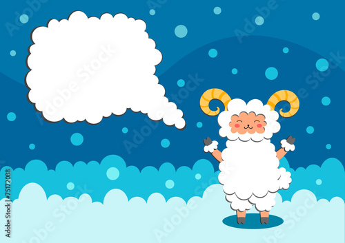 Sheep on winter glade.