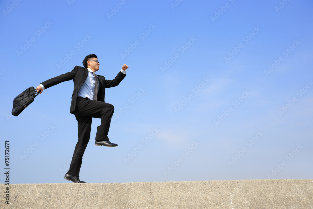 Happy business man run Happy business man run