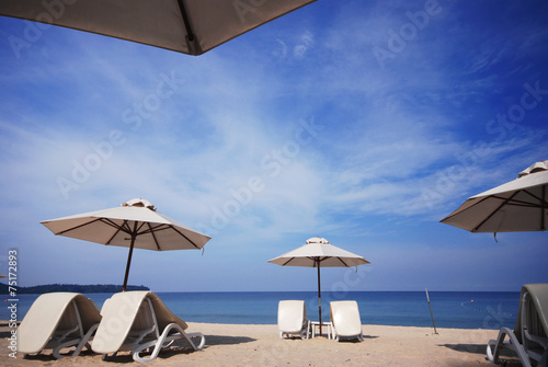 Chairs beach and umbrella at Phuket ,Thailand