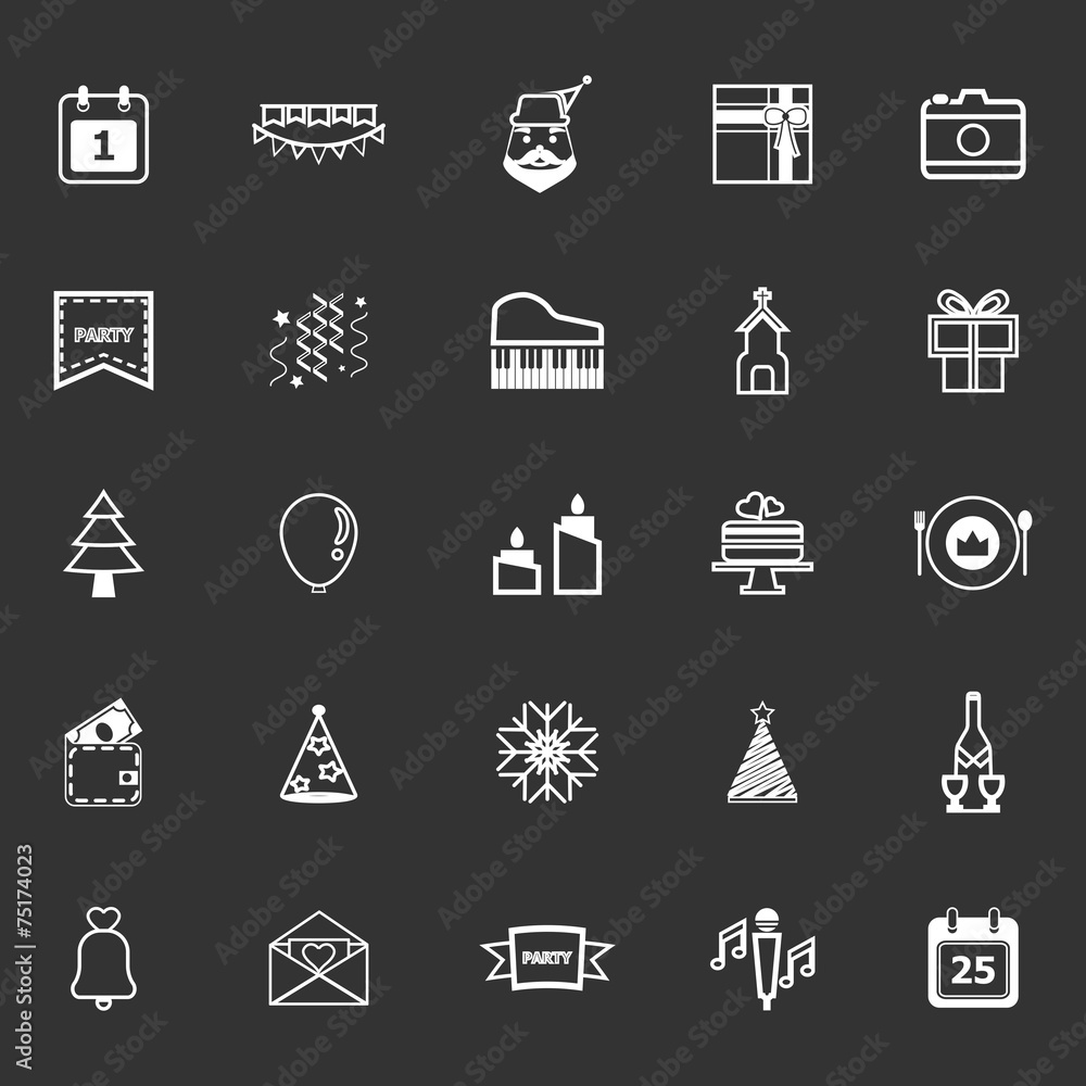 Christmas and new year line icons on gray background Christmas and new year line icons on gray background