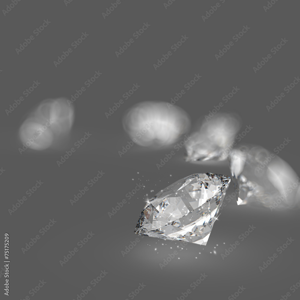 Fototapeta premium Diamonds 3d composition on grey background