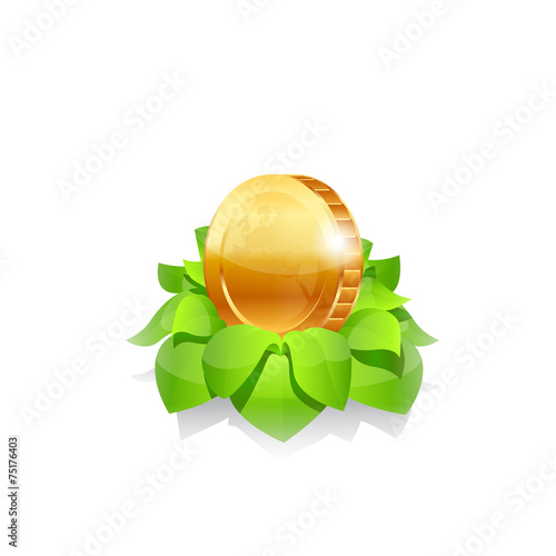 Coin with leafs.