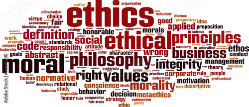 Ethics word cloud concept. Vector illustration