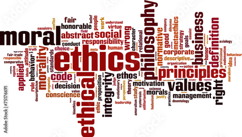 Ethics word cloud concept. Vector illustration