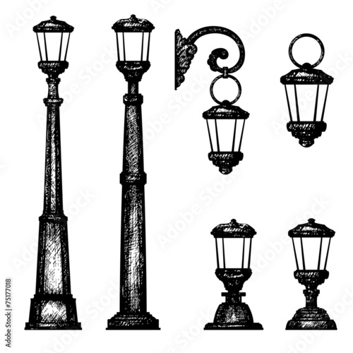 Sketch of street light, vector drawing