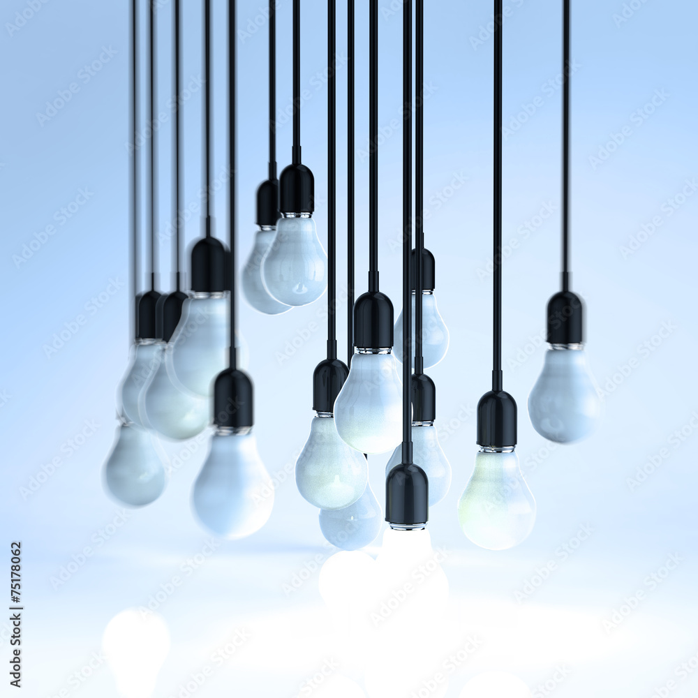 Naklejka premium creative idea and leadership concept light bulb