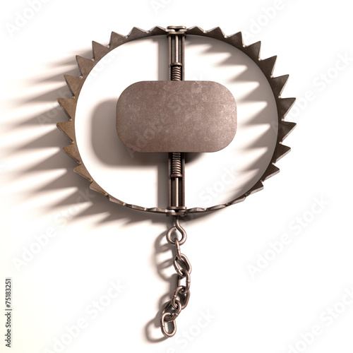 Bear trap with clipping path included.