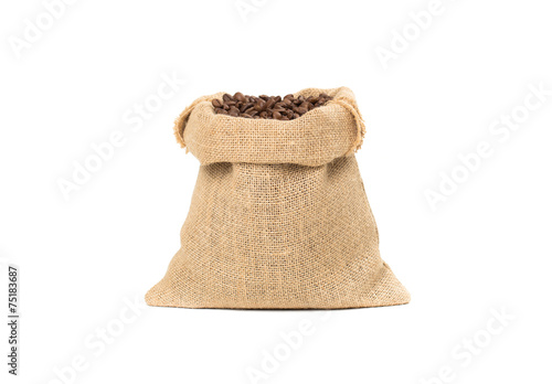 Coffee bag filled with beans. 