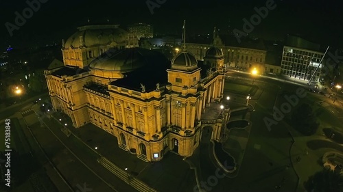 Croatian national theater in Zagreb - aerial shot photo