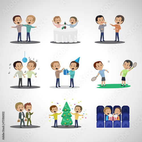 Friends And Friendship, Social People Set - Isolated On Gray Background - Vector Illustration, Graphic Design, Editable For Your Design
