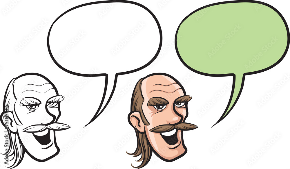 cartoon balding man with mustaches face cartoon balding man with mustaches face