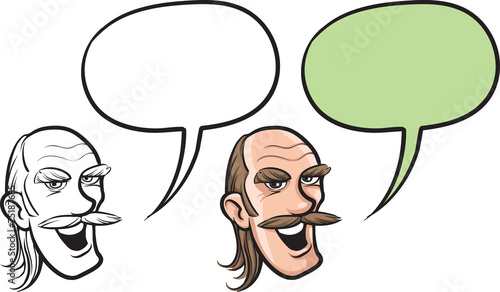 cartoon balding man with mustaches face