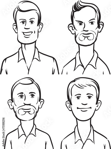 whiteboard drawing - men cartoon portraits