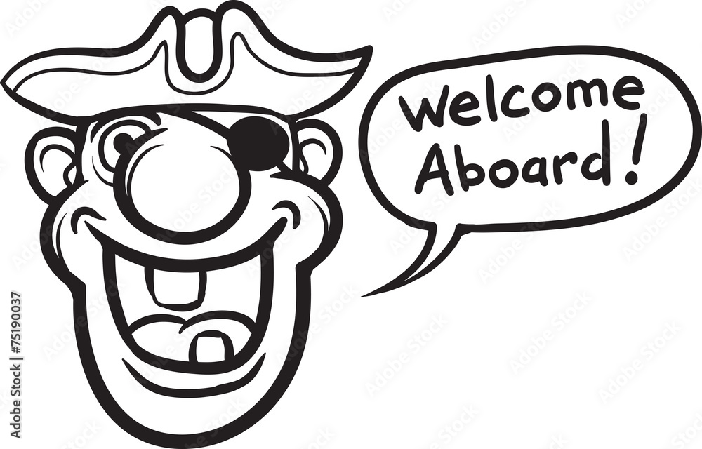 Obraz premium whiteboard drawing - cartoon motivation sticker - welcome aboard