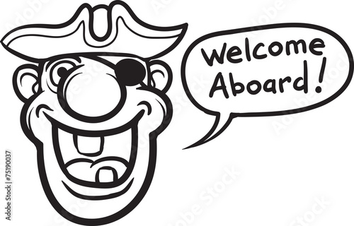 whiteboard drawing - cartoon motivation sticker - welcome aboard