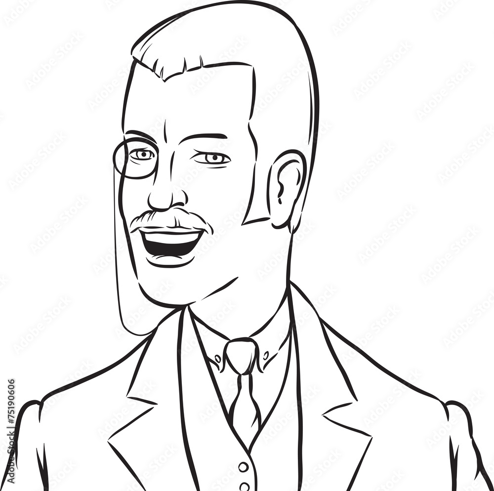 whiteboard drawing - gentleman with moustaches and monocle whiteboard drawing - gentleman with moustaches and monocle
