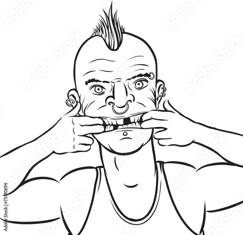 whiteboard drawing - grimacing punk