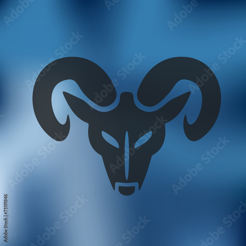 head of the ram icon on blurred background
