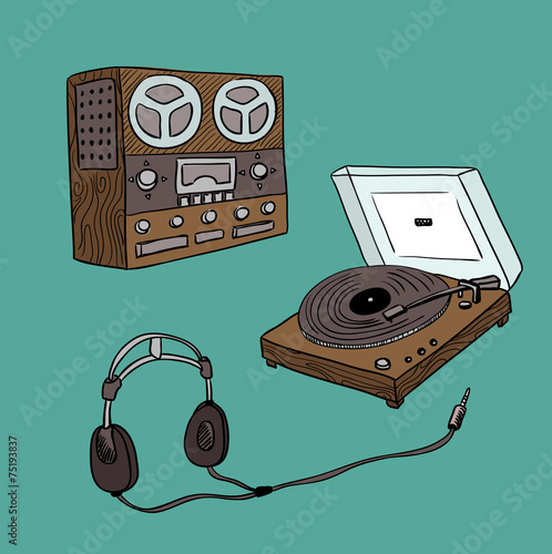 set of retro audio players (vector)
