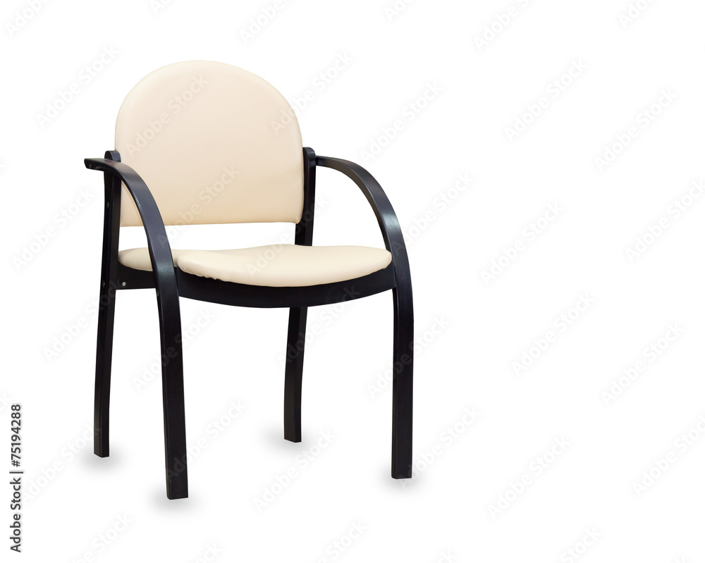 The office chair from beige leather. Isolated The office chair from beige leather. Isolated
