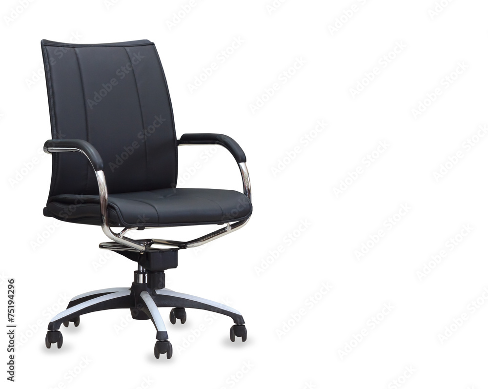 The office chair from black leather. Isolated The office chair from black leather. Isolated