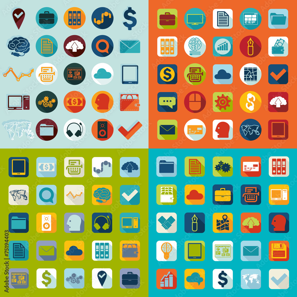 Set of business flat icons Set of business flat icons