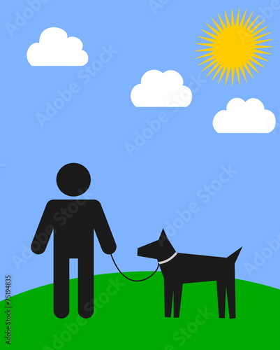 man walking his dog in the park