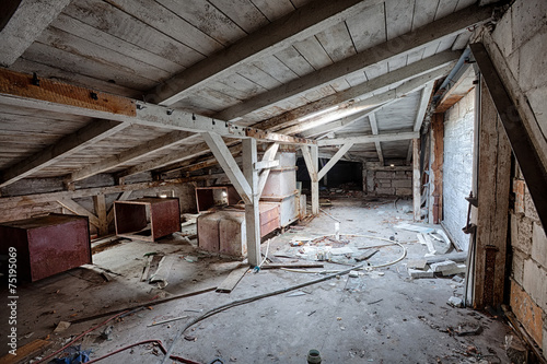 Attic in the destroyed building