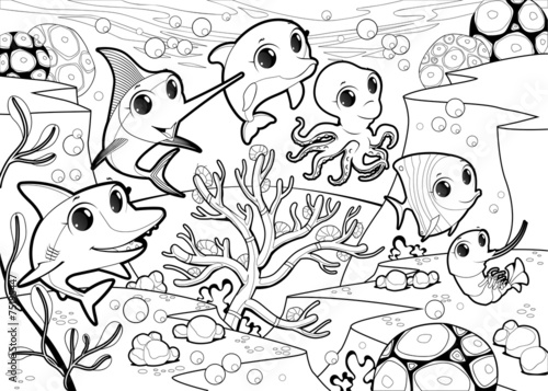Funny marine animals under ...
