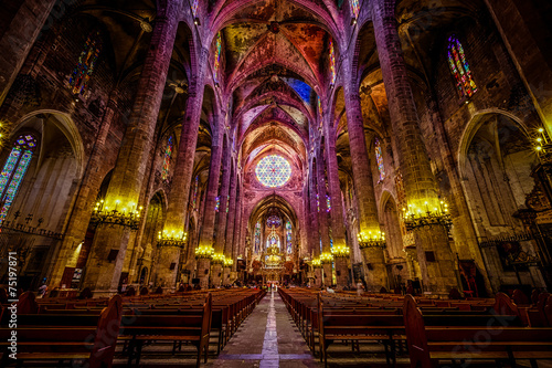 Interior of Cathedral of Santa Maria of Palma (La Seu) in Palma
