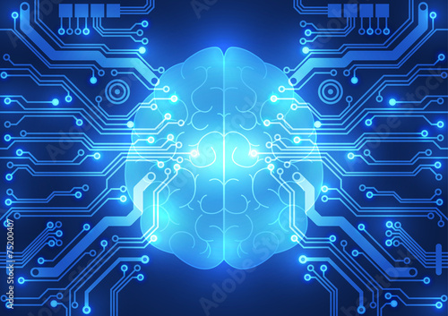 Abstract electric circuit digital brain,technology concept