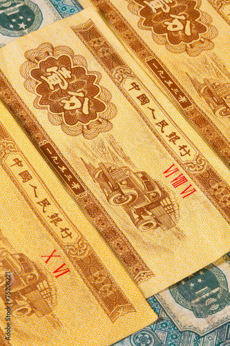 Different Juan banknotes from China on the table