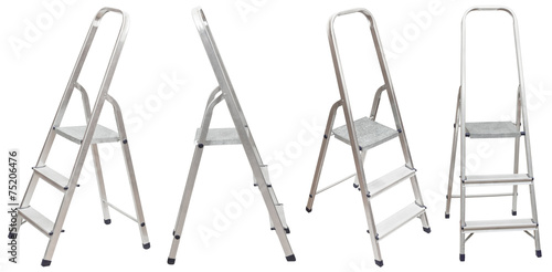 set of short folding step ladder isolated