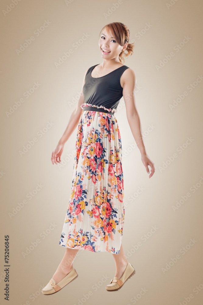 Attractive Asian woman with maxi dresses Attractive Asian woman with maxi dresses