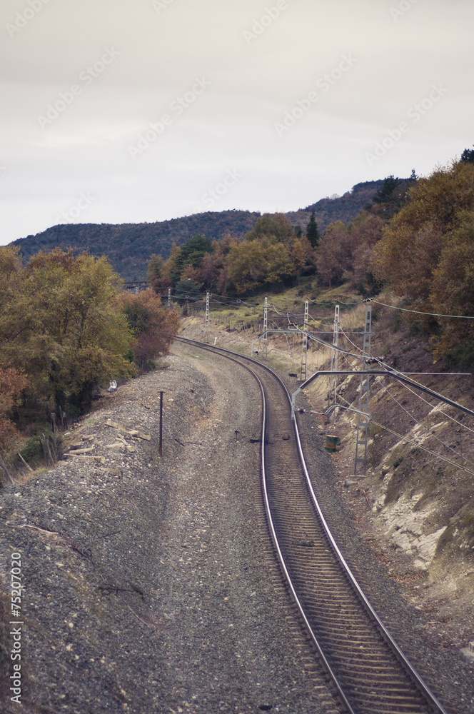 Railroad in rural landscape
