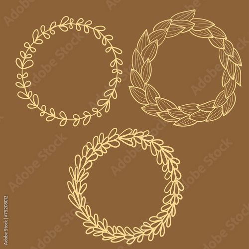 Circle frames from leaves set (vector)