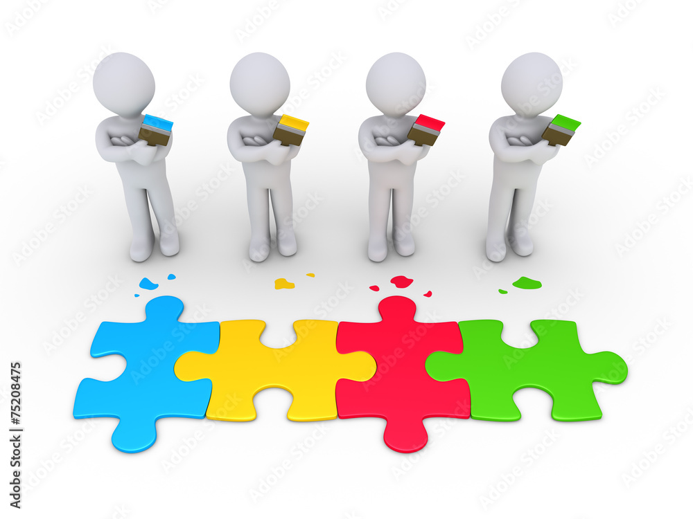 Group of painters connection concept