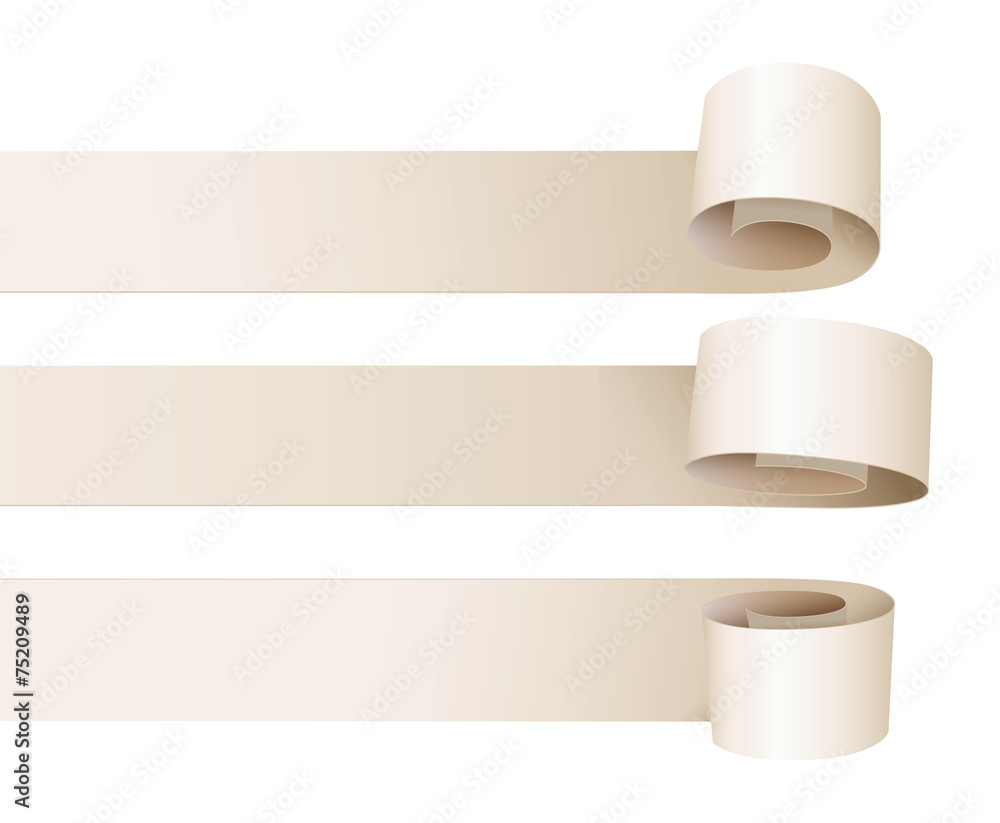 White paper curl. Isolated on white background. Set White paper curl. Isolated on white background. Set